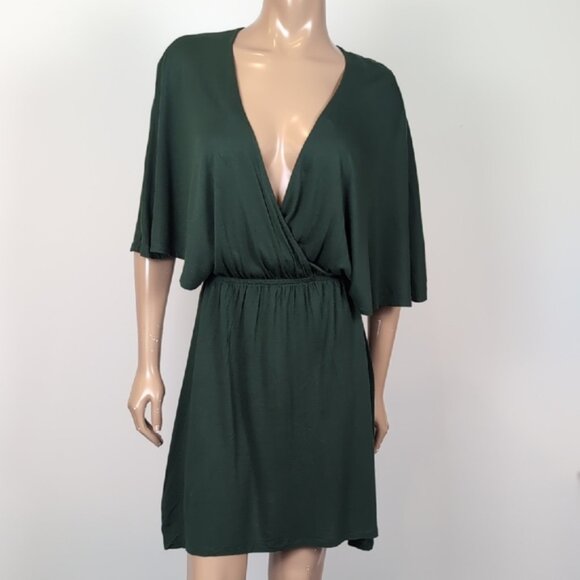 3/$20 H&M Kimono Wrap Dress Vneck Half Sleeve Elastic Waist Cocktail Party Green - Picture 10 of 10